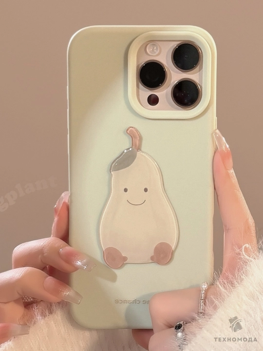 iPhone 11/12/13/14/15/16 Pro/ProMax uchun 3D stikerli yoqimli silikon g‘ilof