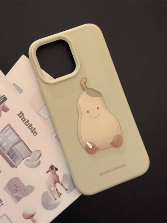 iPhone 11/12/13/14/15/16 Pro/ProMax uchun 3D stikerli yoqimli silikon g‘ilof