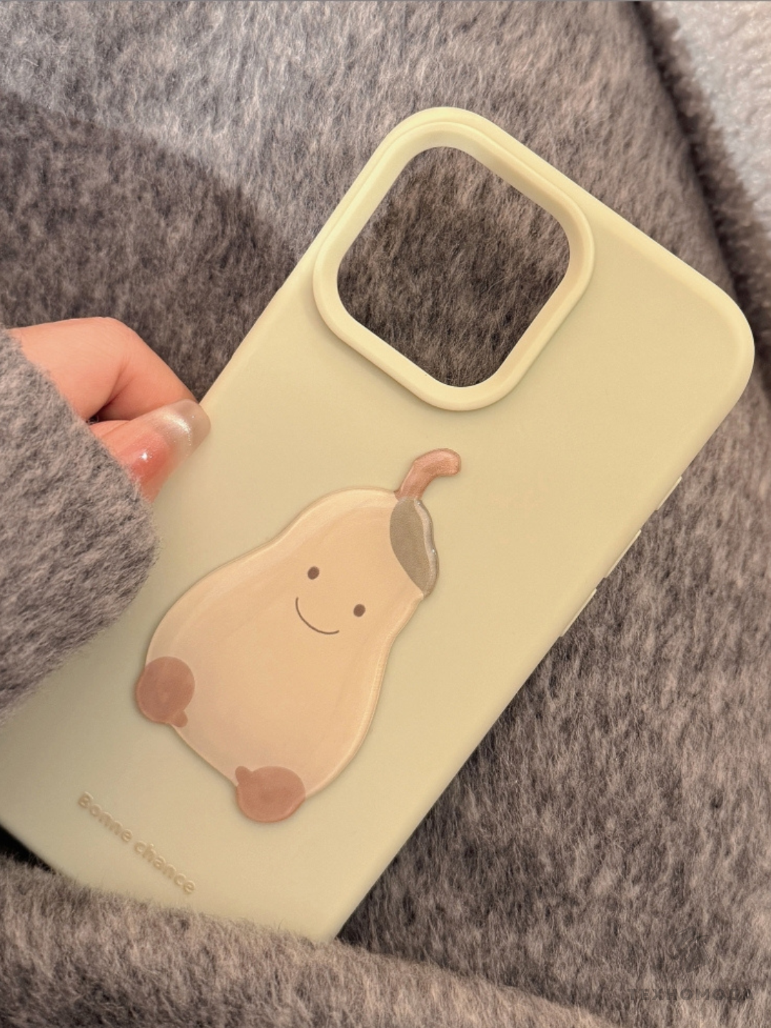 iPhone 11/12/13/14/15/16 Pro/ProMax uchun 3D stikerli yoqimli silikon g‘ilof