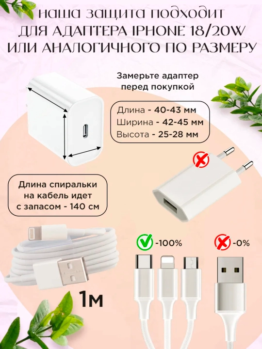 Чехол для зарядки, чехол для зарядки iPhone, подходит для 20 Вт