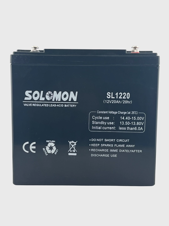 Gel akkumulyator Solomon 12V 20Ah, UPS, quyosh tizimi va skuterlarga mos, 12 Vt 20 A/s