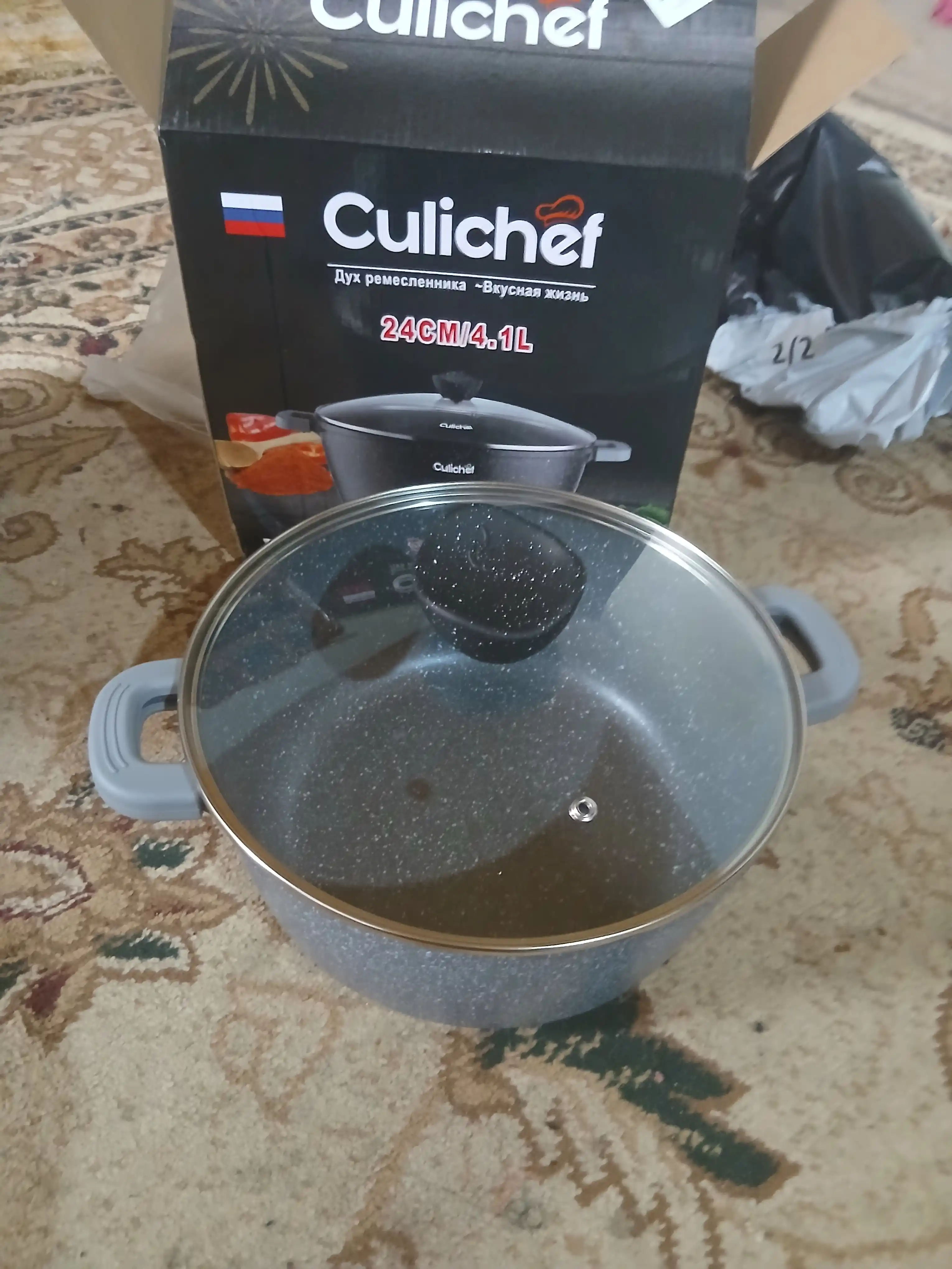 Granit tagiolmaydigan shisha qopqoqli, qozon CULICHEF