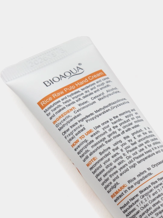 Крем для рук Bioaqua, с экстрактом риса, питание и увлажнение, 30 г