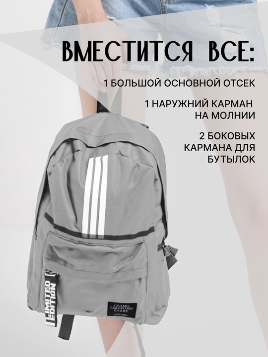 Рюкзак унисекс, текстильный, повседневный, городской 