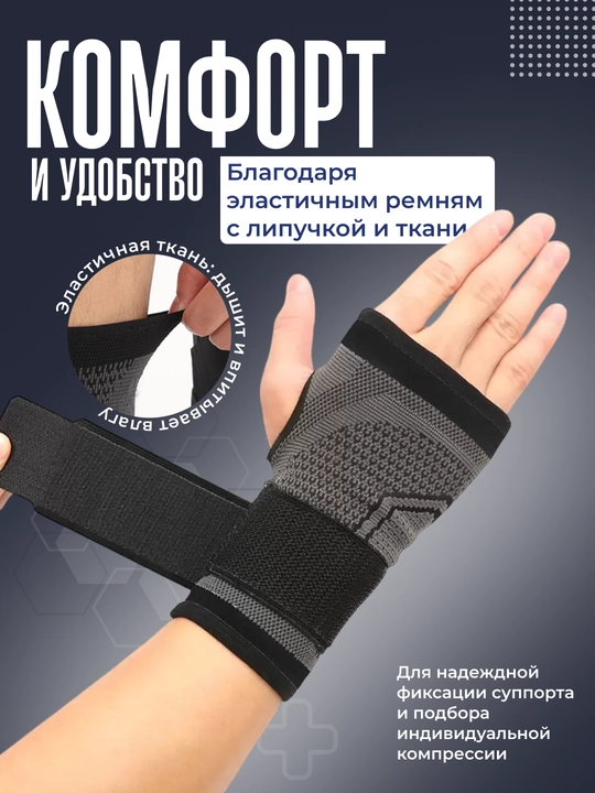 Бандаж кистевой, суппорт на руку, универсальный 1 шт