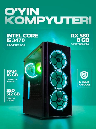 Игровой компьютер с процессором Core i5, 16 ГБ оперативной памяти, 512 ГБ SSD, RX 580 8 ГБ