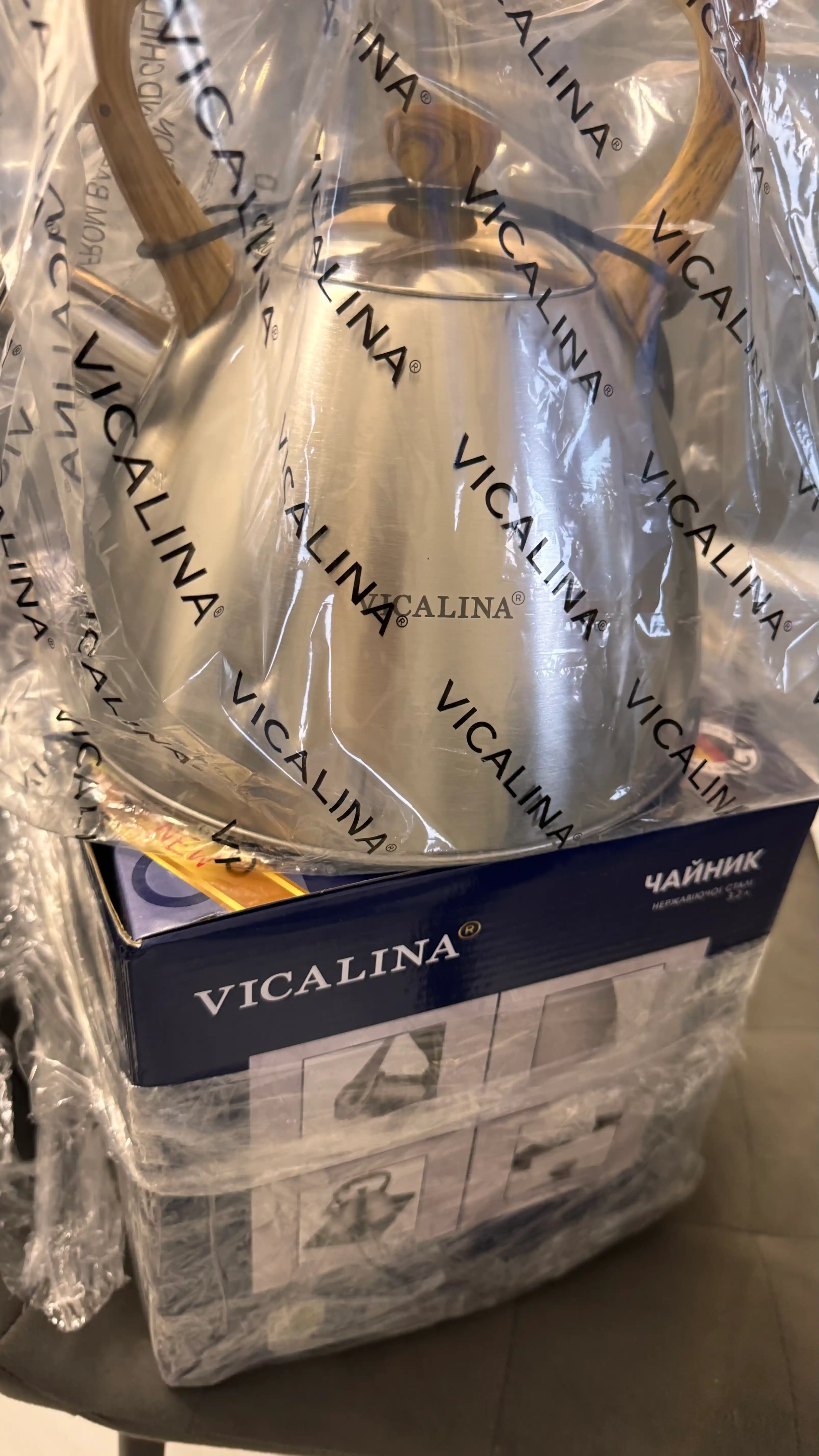 Чайник Vicalina, металлический, керамический, со свистком, для всех видов плит, 3.2 л