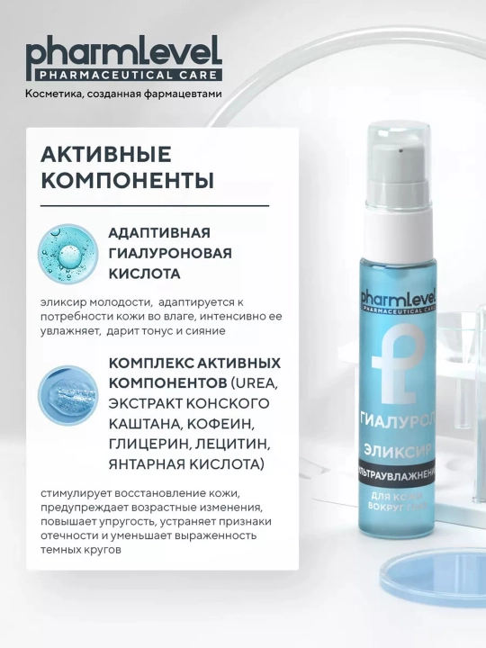 Эликсир для кожи вокруг глаз Гиалурол pharmlevel, 30 мл