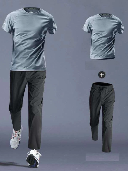 Erkaklar sport kostyumi longsliv+shim, tez quriydigan, yugurish, fitness uchun rashgard