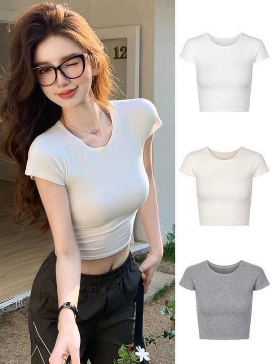 Женский укороченный топ, базовый подойдет для школы,  размер S–M, L–XL