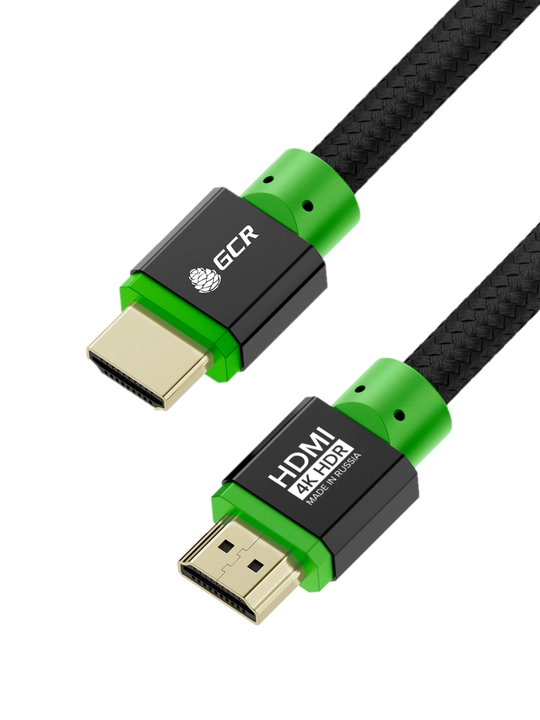 GCR PRO Кабель HDMI 2.0 для монитора приставки ТВ 3Х экран UHD 4K 60Hz 18 Гбит капрон