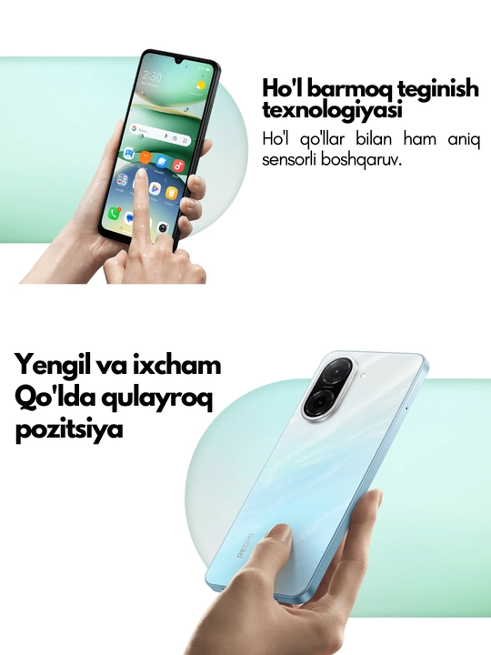 Smartfon Xiaomi Redmi A5, bonusga Bluetooth quloqchin, 5200mAh, 32MP + 32MP, 120 Hz