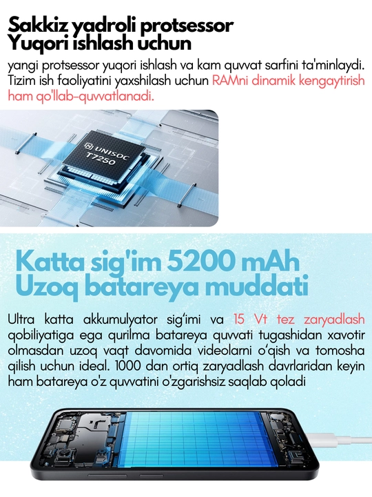 Smartfon Xiaomi Redmi A5, bonusga Bluetooth quloqchin, 5200mAh, 32MP + 32MP, 120 Hz