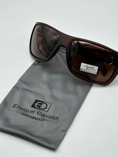 Солнцезащитные очки мужские, мужские Enrique Cavaldi Polarized + чехол — EYEREST-CAVALDK-КОРИЧН