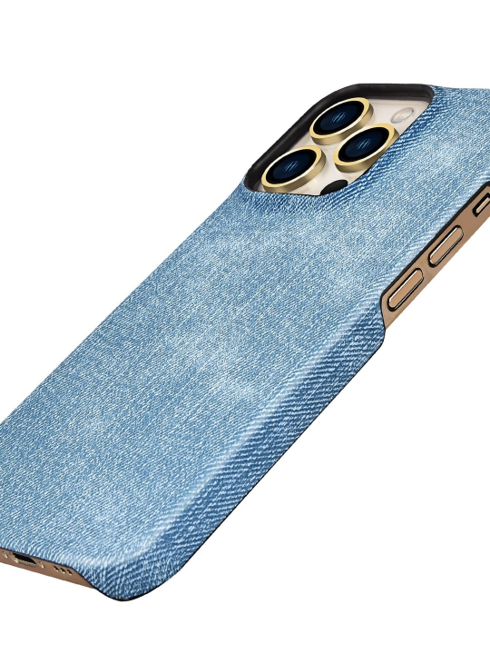 IPhone mobil telefoni (13-14-15-16)/pro/pro max uchun djinsi matodan retro g'ilof - 