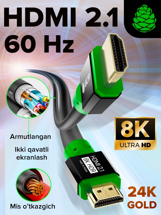 Кабель HDMI 2.1 8K 60Hz 4K 144Hz 48 Гбит/с для PlayStation Xbox Apple TV - 