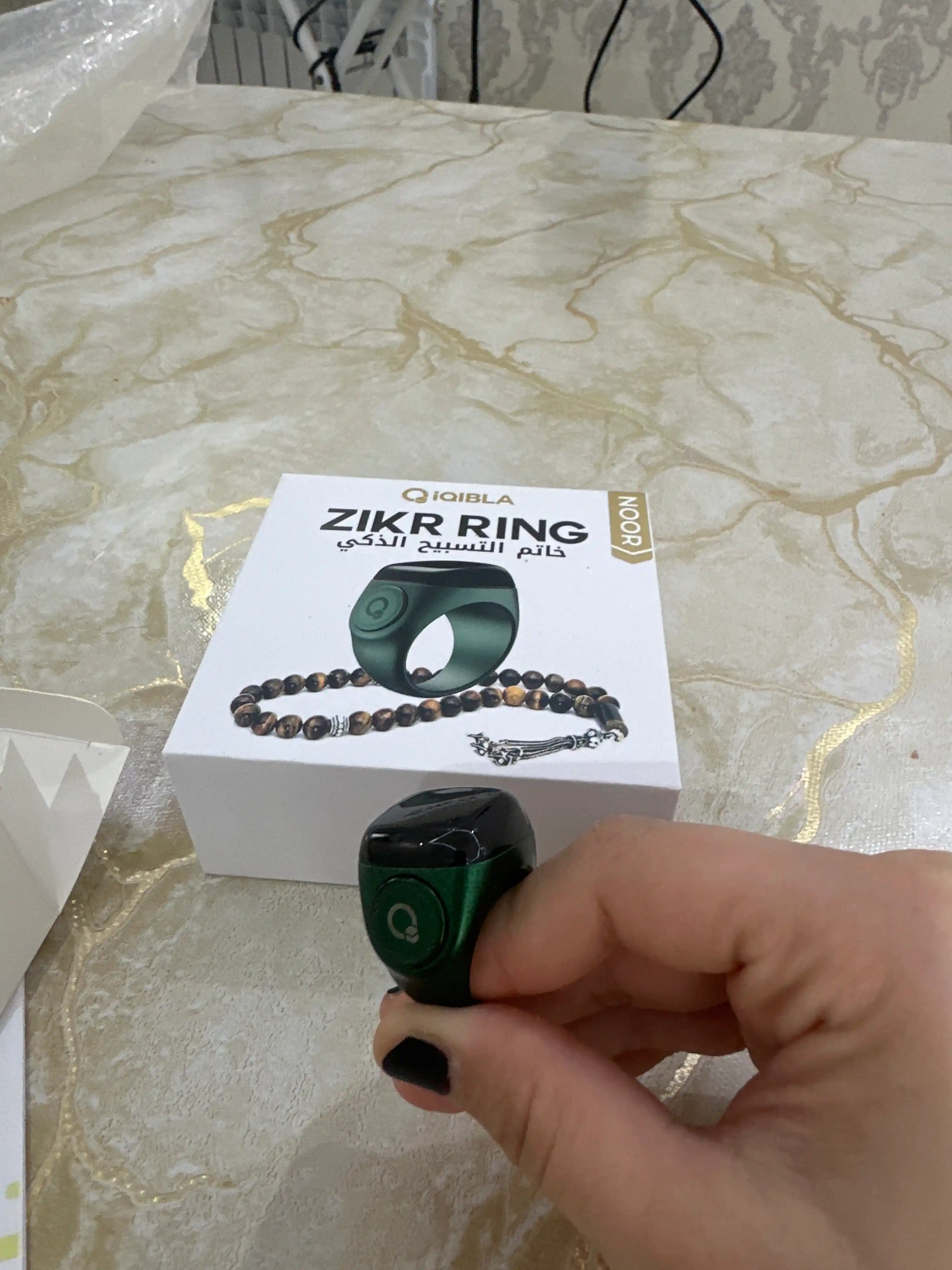 Elektron tasbeh Zikr Ring Lite, zikr va istig'for uchun, vibratsiya, suvga chidamli ekran