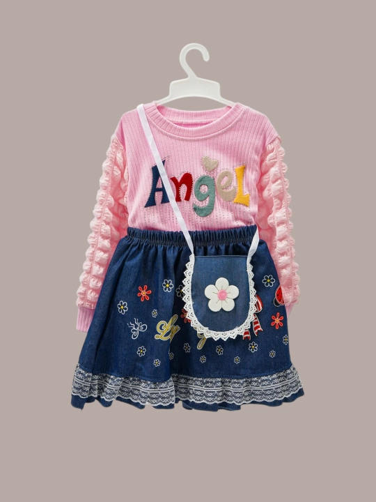 Кофта-Блузка-юбка для девочек 2-3 лет, комплект для девочек