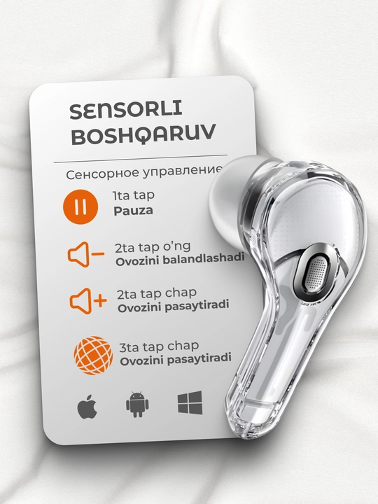 Simsiz quloqchinlar Hi-Fi Pods, sovg‘a g‘ilofi, iPhone va Android uchun, sensorli