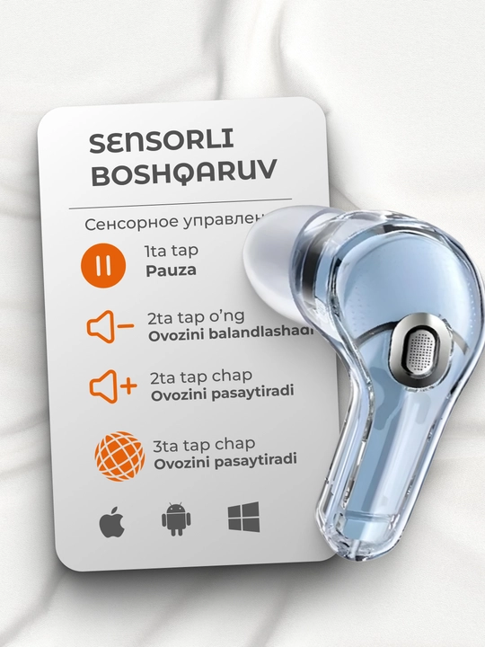 Simsiz quloqchinlar Hi-Fi Pods, sovg‘a g‘ilofi, iPhone va Android uchun, sensorli