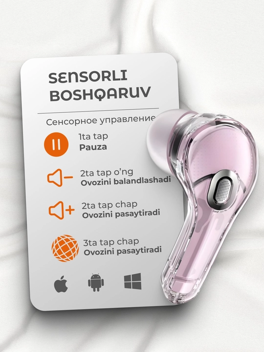 Simsiz quloqchinlar Hi-Fi Pods, sovg‘a g‘ilofi, iPhone va Android uchun, sensorli