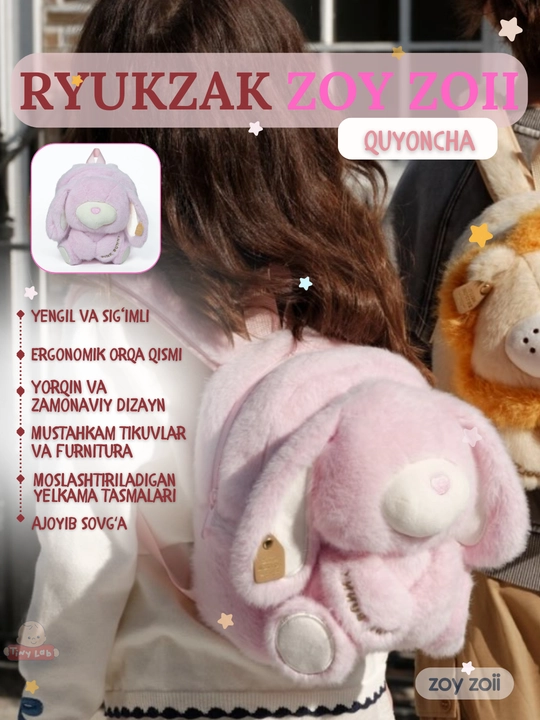 Bolalar ryukzaki ZoyZoii maktab, sayohat va sayr uchun