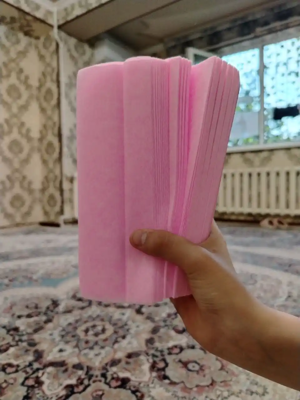 Depilatsiya kesilgan qog'ozlar, pushti, 100 dona