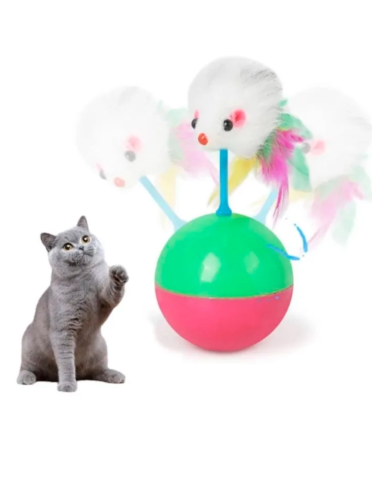 Игрушка для кошек неваляшка, шарики с мышкой, пластиковый - 