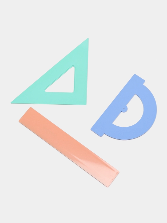 ErichKrause Pastel geometrik plastik to‘plami (chizg‘ich, burchaklik, transportir)