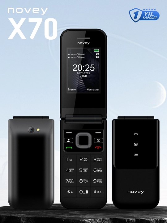 Novey X70 mobil telefon-raskladushka, 2 SIM, kamerasiz, knopkali