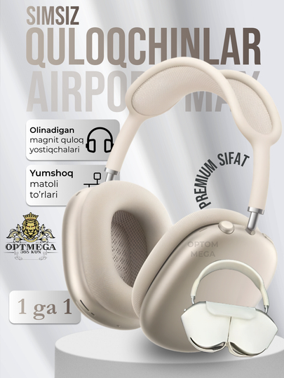 Simsiz quloqchinlar AI Max, 2, 2025 Bluetooth 5.1, to'liq o'lchamli mikrofonli Pods Max