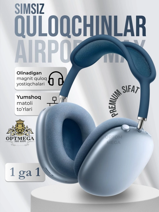 Simsiz quloqchinlar AI Max, 2, 2025 Bluetooth 5.1, to'liq o'lchamli mikrofonli Pods Max