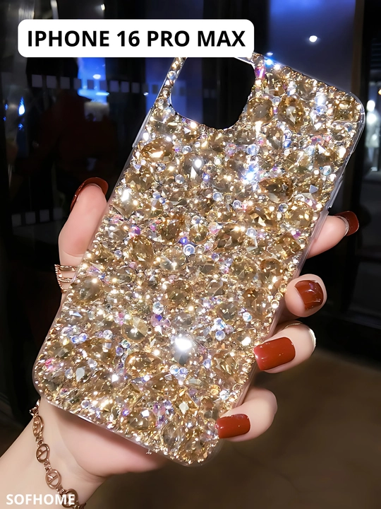 Yaltiroq toshli va bezakli telefon g‘iloflari — iPhone 16 Pro / 16 Pro Max uchun - 