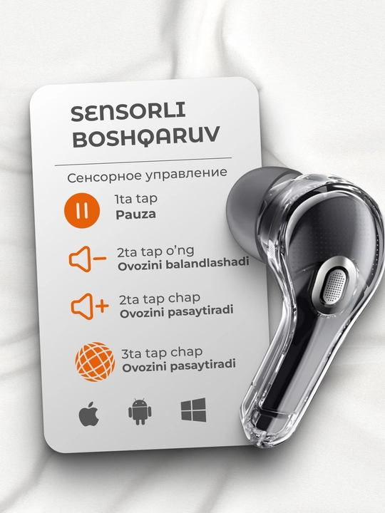 Simsiz quloqchinlar Hi-Fi Pods, sovg‘a g‘ilofi, iPhone va Android uchun, sensorli