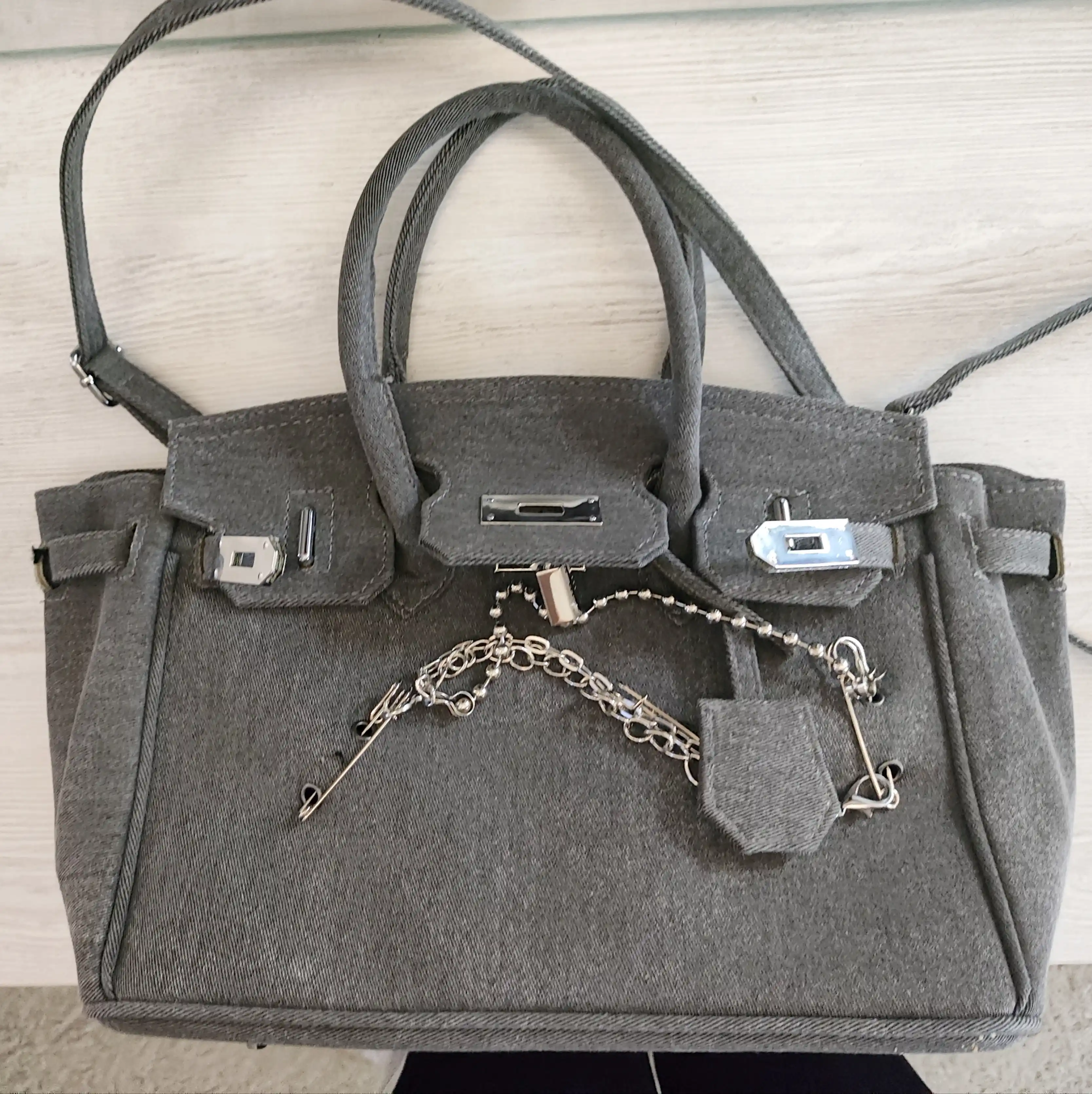 Ayollar uchun Hermes Birkin uslubidagi jinsi sumka, qulfli, yelka orqali, cross-bodi
