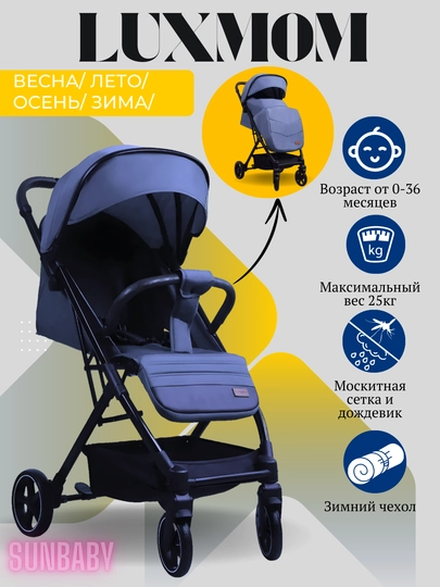 Коляска прогулочная легкая Luxmom W3 — SUNBАBY-LUXW3-СИНИЙ