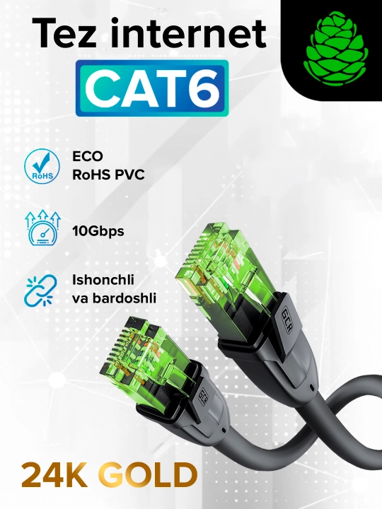 Патч корд cat.6, 10 Гбит/с, RJ45, LAN, компьютерный кабель для интернета контакты 24K GOLD
