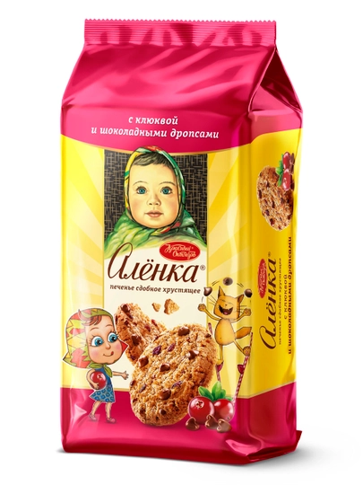 Печенье "Алёнка", сдобное, хрустящее, с клюквой и шоколадными дропсами, 140 гр — ОБЪЕДИН-P192E14