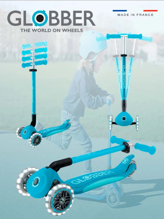 Uch g'ildirakli samokat Globber Primo Foldable Plus Lights