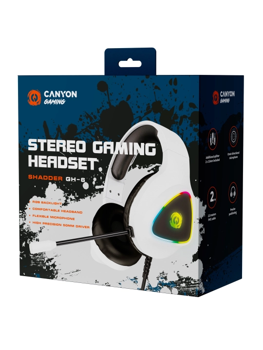 Gaming simli quloqchin CANYON Shadder GH 6,  RGB yoritgich bilan