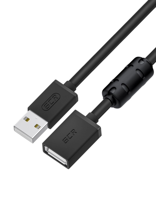 GCR PRO Удлинитель USB 2.0 для флешки мышки клавиатуры AM/AF феррит экран армирование