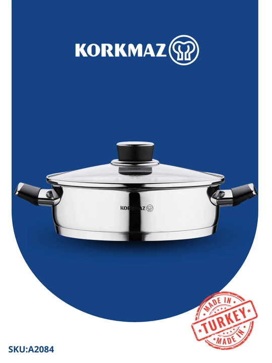 Жаровня с крышкой нержавейка KORKMAZ PERLA A2084, 24х7 см, 3 л