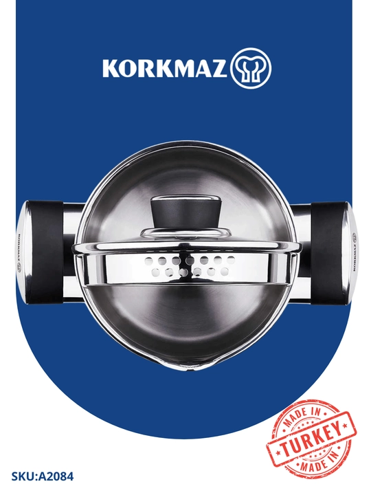 Жаровня с крышкой нержавейка KORKMAZ PERLA A2084, 24х7 см, 3 л