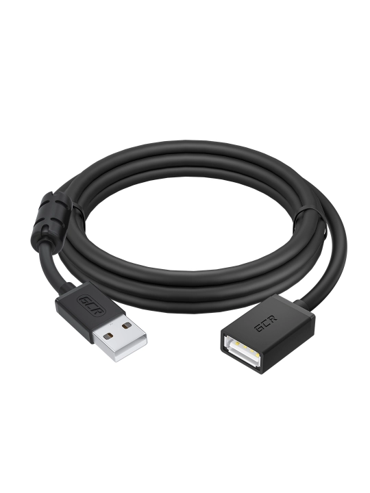 GCR PRO Удлинитель USB 2.0 для флешки мышки клавиатуры AM/AF феррит экран армирование