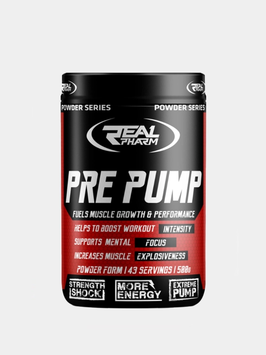 Real Pharm Pre Pump – mashg‘ulot oldi kompleksi 500 g, 50 porsiya, energiya va pump
