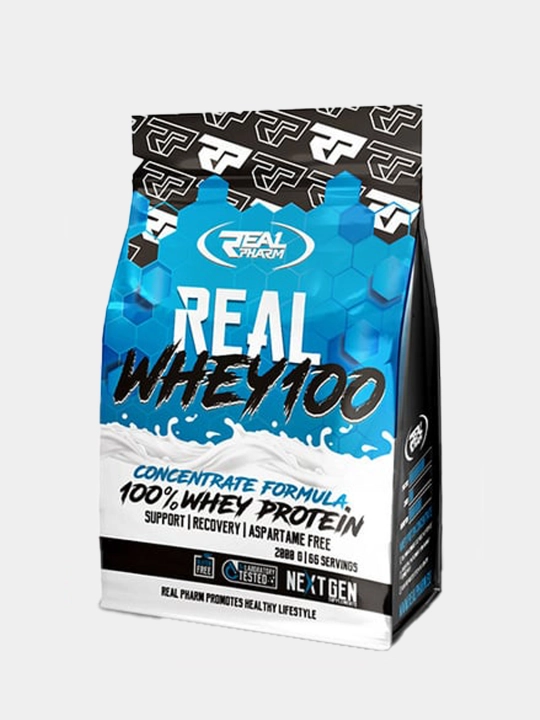 Real Pharm Real Whey 100-zardob oqsili, 700 g 100% BCAA, aspartam yo'q