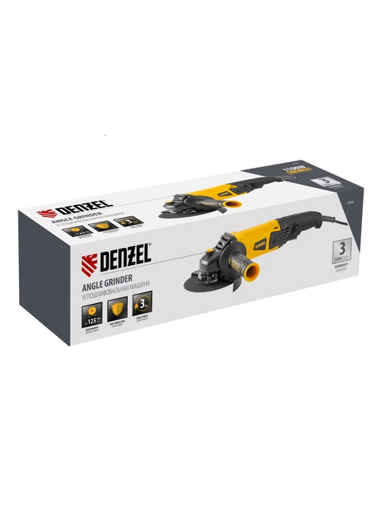 Болгарка DENZEL, AG125-1100A, 1100 Вт, 125 мм, 3000-11000 об/мин, 26908