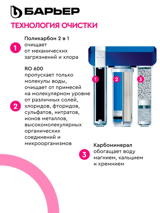BARYER Evolution OSMO, superixcham osmosli suv filtri, rakovina ostiga oʻrnatiladigan
