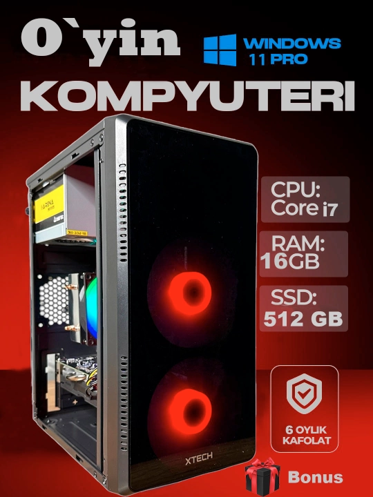 Игровой компьютер с процессором Core i7, 16 ГБ оперативной памяти, 512 ГБ SSD, RX 580 8 ГБ - 