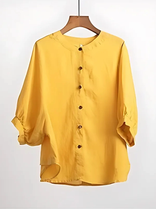 Рубашка женская, блузка из хлопка, однотонная  — EllyFashion